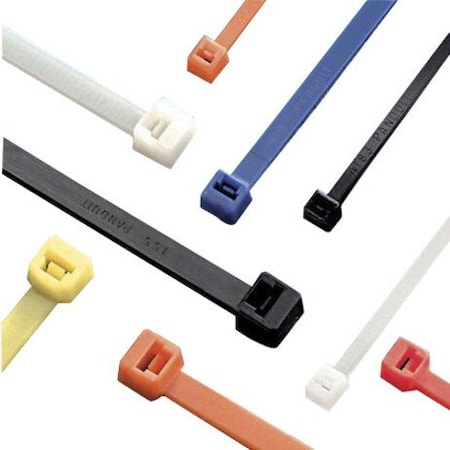 Panduit Cable Tie, 8 in L, 2 in Max Bundle Dia., Yellow, Nylon 6/6, 18 lb Strength, 1000 PK PLT2M-M4Y